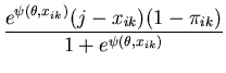 $\displaystyle \frac{e^{\psi(\theta,x_{ik})} (j-x_{ik}) (1 - \pi_{ik})}{1+e^{\psi(\theta,x_{ik})}}$