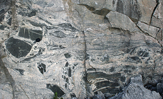 Amphibolite with flow veils