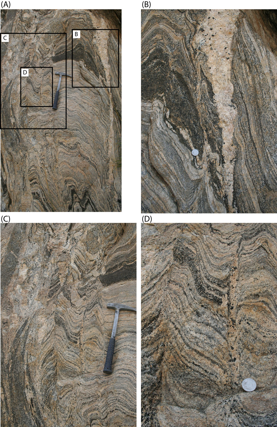 features of
transposition in migmatite, Photo Montage 1